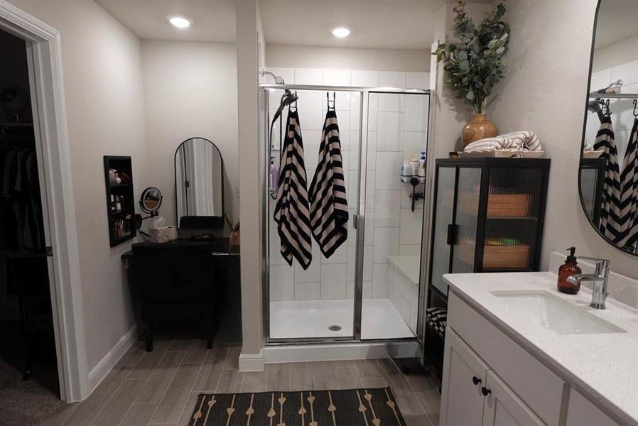 Master bath built in vanity