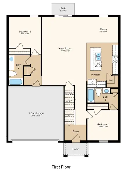2D floor plan layout of this home in Westview, Kissimmee, FL (Image 3).