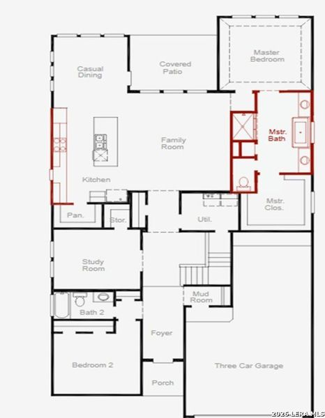 2D floor plan layout of this home in Foxbrook, Cibolo, TX (Image 3).