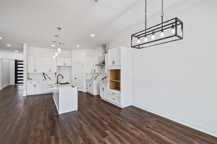 Custom cabinets with built-in coffee/bar area