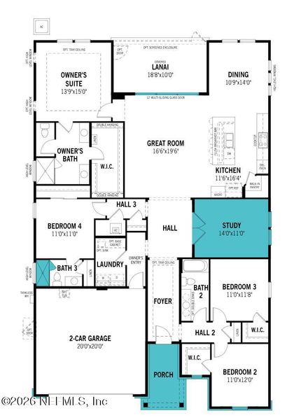2D floor plan layout of this home in RiverTown, St. Johns, FL (Image 4).