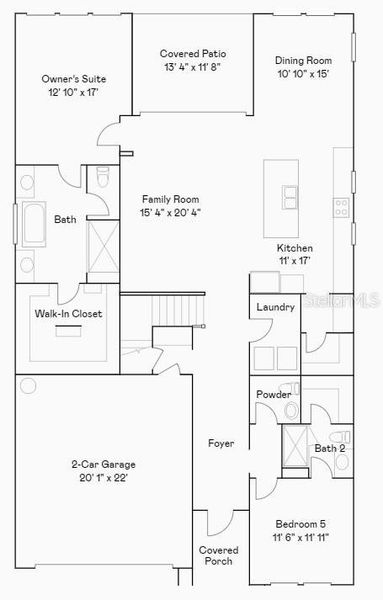 2D floor plan layout of this home in Pearl Estates, Lutz, FL (Image 5).