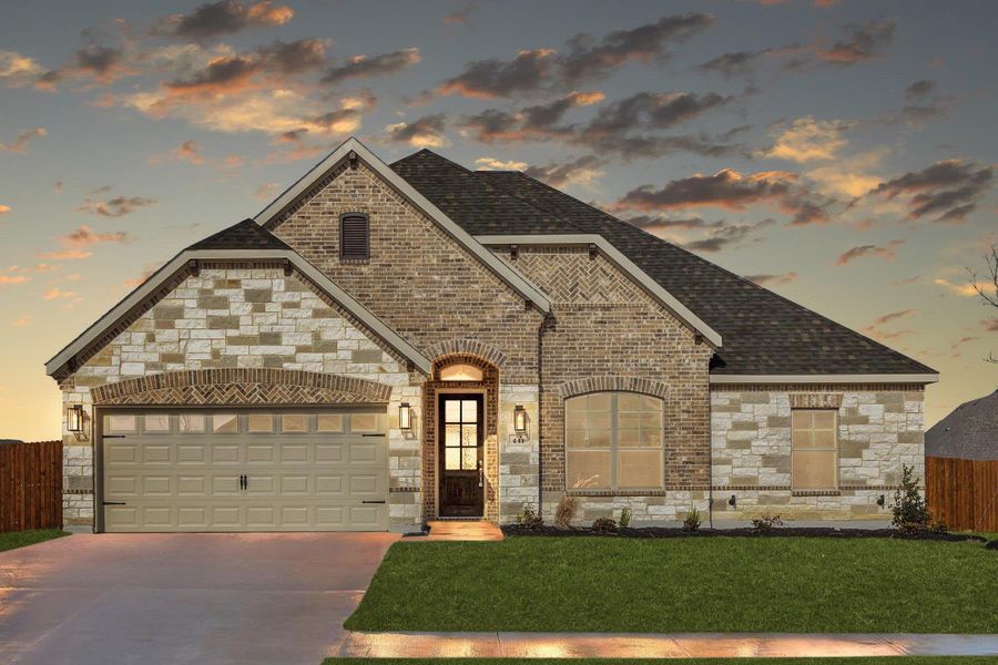 Elevation D with Stone | Concept 2027 at Abe's Landing in Granbury, TX by Landsea Homes