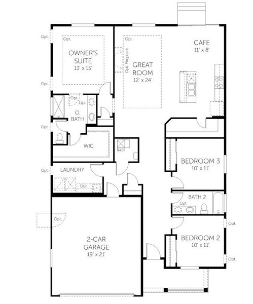 2D floor plan layout for the Alpine - 50' Homesites by Dream Finders Homes in Farmstead, Berthoud, CO (Image 3).