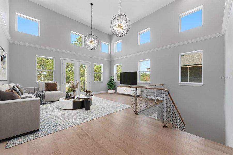 Oversized family room with 17' ceilings Oversized family room with 17' ceilings