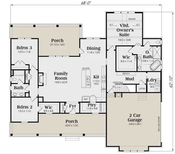2D floor plan layout for the Thatcher by Zeal Home Builders in Monarch Manor, Poolville, TX (Image 3). 2D floor plan layout for the Thatcher by Zeal Home Builders in Monarch Manor, Poolville, TX (Image 3).