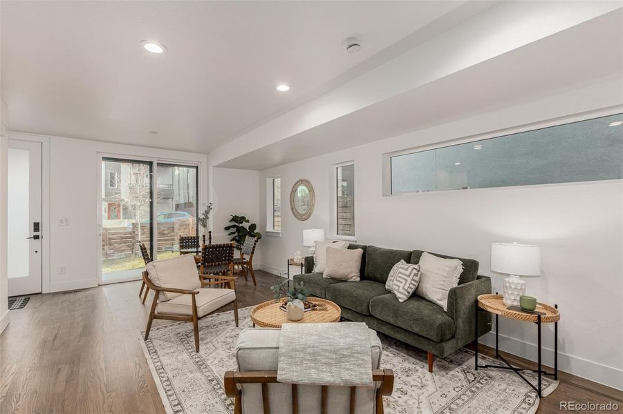 Dining room opens onto covered front porch and yard