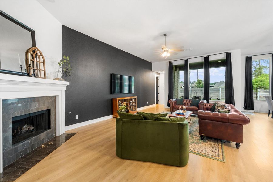 Family Room with a fireplace to keep you cozy! Gas/Wood Burning - your choice!