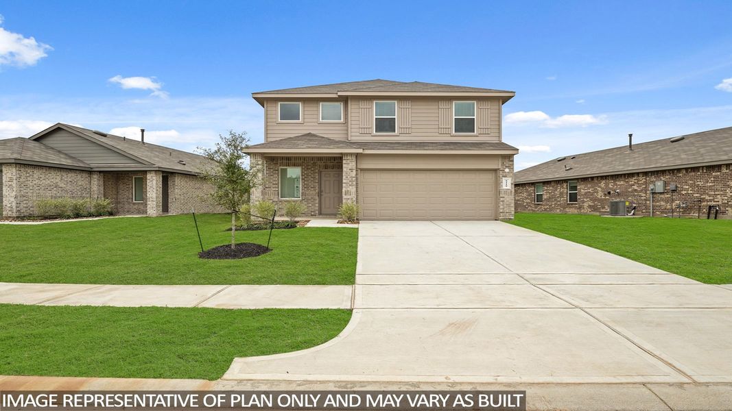 Representative exterior photo of a completed home built from the Madison by D.R. Horton in Maple Woods, Hockley, TX (Image 17). Representative exterior photo of a completed home built from the Madison by D.R. Horton in Maple Woods, Hockley, TX (Image 17).