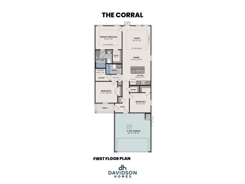 2D floor plan layout for the The Corral A by Davidson Homes LLC in Morgan Meadows, San Antonio, TX (Image 3). 2D floor plan layout for the The Corral A by Davidson Homes LLC in Morgan Meadows, San Antonio, TX (Image 3).
