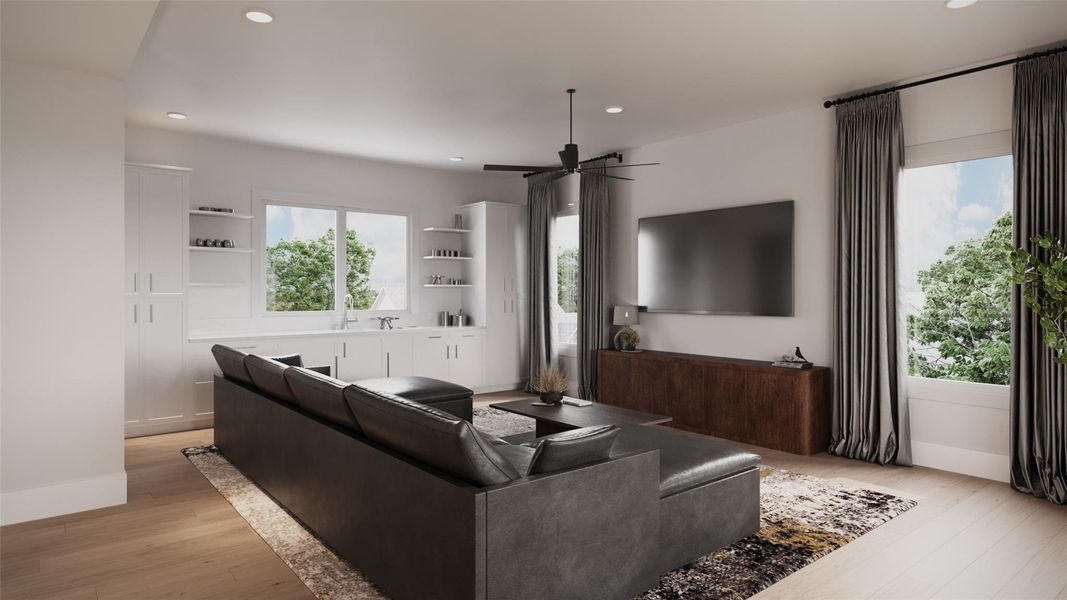 Another view of the Game Room, which also features a Wet-Bar with an Ice Maker and Beverage Center.  **This is an artists rendering and are subject to changes anytime during construction**