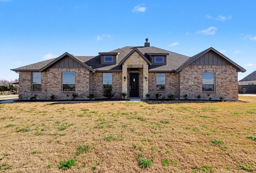Representative exterior photo of a completed home built from the The Pear by Sumeer Homes in Stone Henge II, Sanger, TX (Image 2). Representative exterior photo of a completed home built from the The Pear by Sumeer Homes in Stone Henge II, Sanger, TX (Image 2).