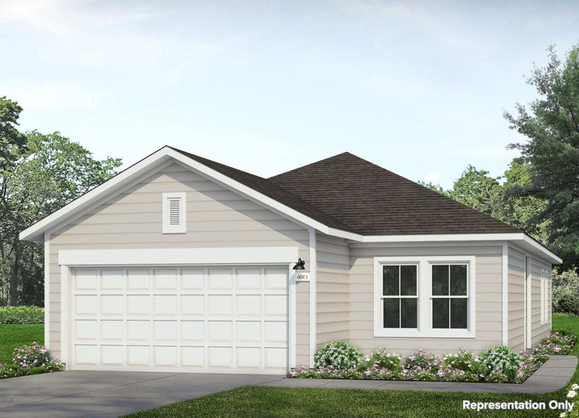 Front exterior of a new home in Edgebrooke, Pflugerville, TX, highlighting curb appeal (Image 1). Front exterior of a new home in Edgebrooke, Pflugerville, TX, highlighting curb appeal (Image 1).