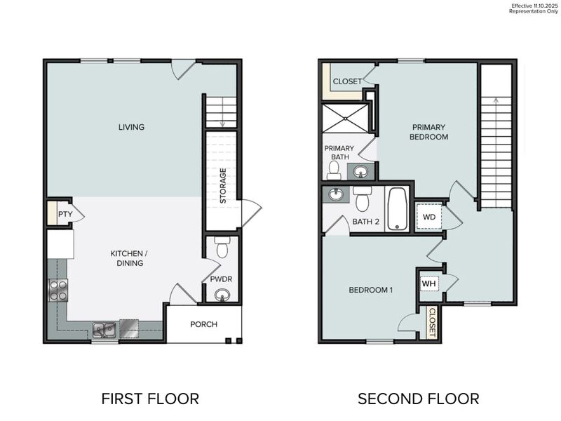 2D floor plan layout of this home in Harvest Ridge, Elgin, TX (Image 3).