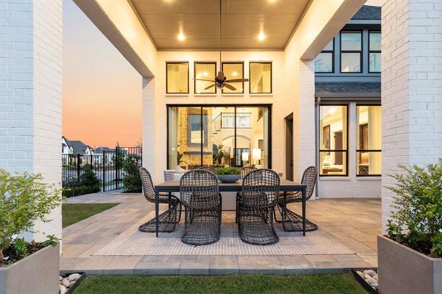 Exterior details and patio area of a home in Mosaic, Celina (Image 23). Exterior details and patio area of a home in Mosaic, Celina (Image 23).