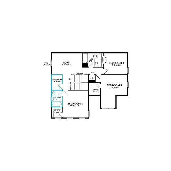 Floor 2: Upper Level w/ Opt. En Suite Bath in Bedroom 2