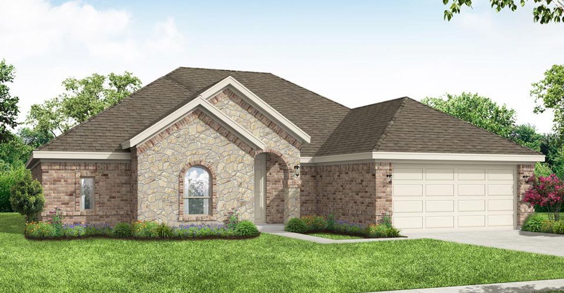 Front exterior of a new home in Still Water Lake, Godley, TX, highlighting curb appeal (Image 1). Front exterior of a new home in Still Water Lake, Godley, TX, highlighting curb appeal (Image 1).