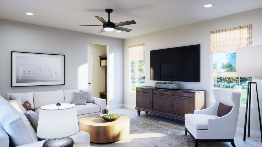 Representative furnished interior of a home built from the 3553 by Risewell Homes in Parkton Square, Kyle (Image 8). Representative furnished interior of a home built from the 3553 by Risewell Homes in Parkton Square, Kyle (Image 8).