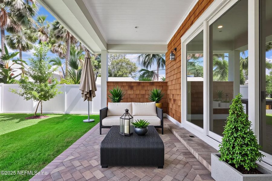 Exterior details and patio area of a home in , Atlantic Beach (Image 27). Exterior details and patio area of a home in , Atlantic Beach (Image 27).