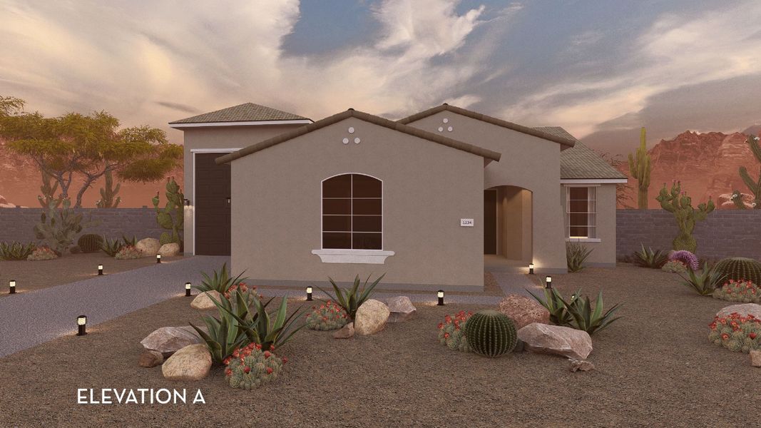 Front exterior of a new home in Rancho Mirage, Maricopa, AZ, highlighting curb appeal (Image 2).