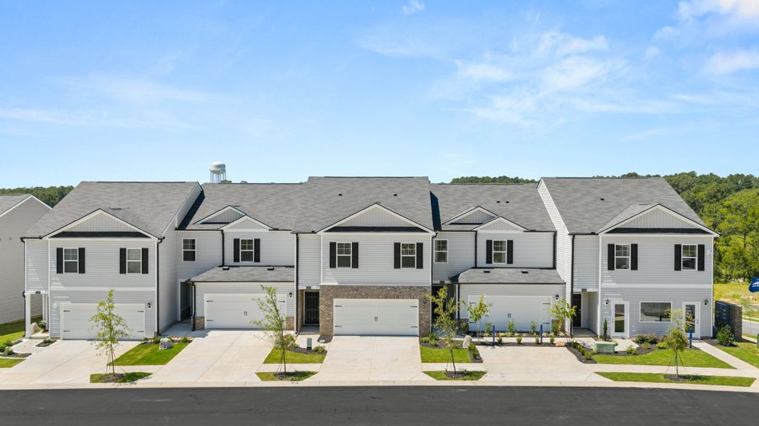 Front exterior of a new home in Rushing Waters Townhomes, North Augusta, SC, highlighting curb appeal (Image 15).