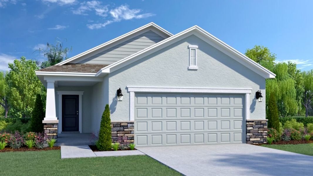 Representative exterior photo of a completed home built from the Hudson by Holiday Builders in Pineapple Grove, Port St. Lucie, FL (Image 8).