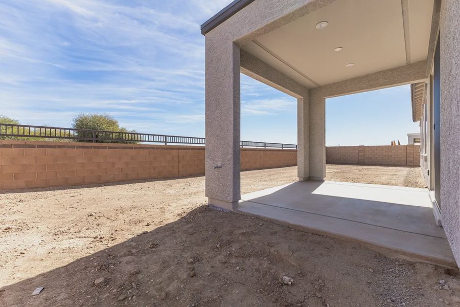 Exterior details and patio area of a home in Valencia at Granite Vista, Waddell (Image 3).