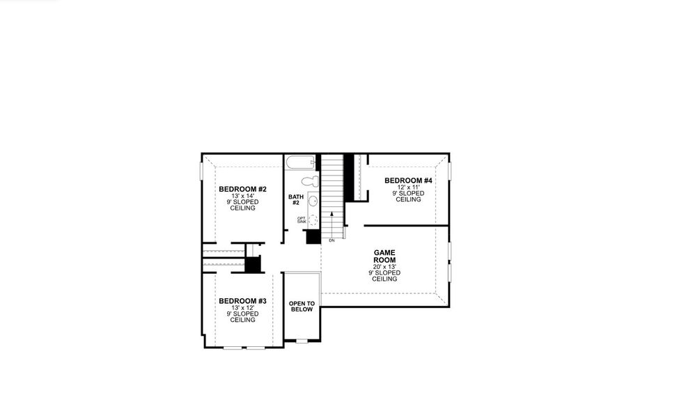 2D floor plan layout for the Bryant - Reserve Series by M/I Homes in LaPrelle, Haslet, TX (Image 4).