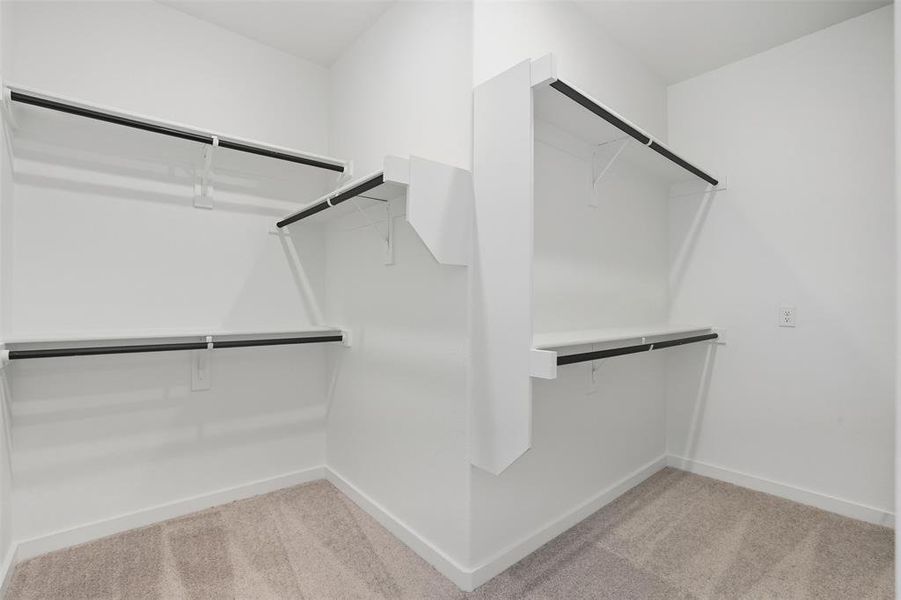 Spacious closet with light carpet Spacious closet with light carpet