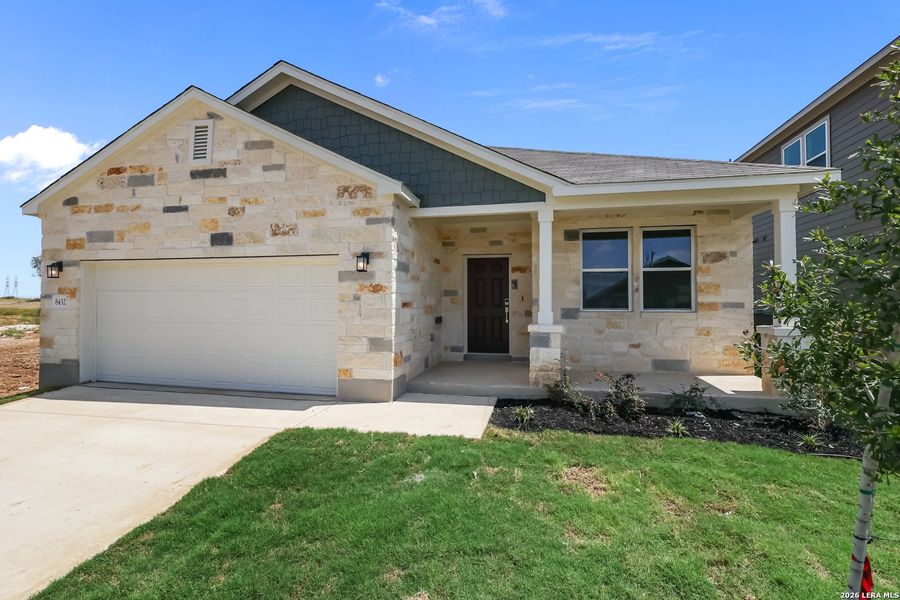 Front exterior of a new home in Garden Grove, San Antonio, TX, highlighting curb appeal (Image 1). Front exterior of a new home in Garden Grove, San Antonio, TX, highlighting curb appeal (Image 1).