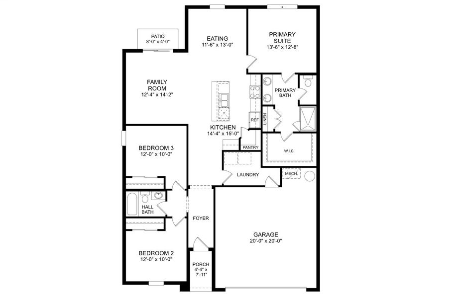 2D floor plan layout for the The Portland by Stanley Martin Homes in Kentucky Square, Sanford, FL (Image 3).