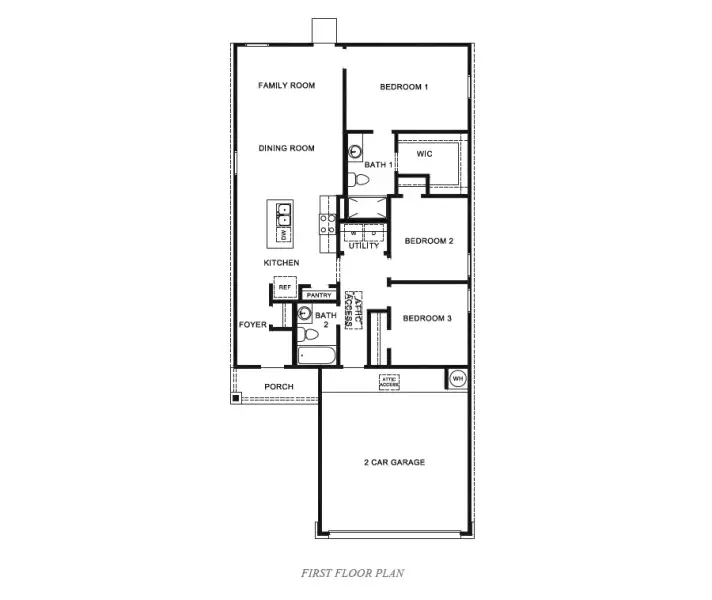 2D floor plan layout for the Atlanta by D.R. Horton in Flagstop Crossing, Odem, TX (Image 3).