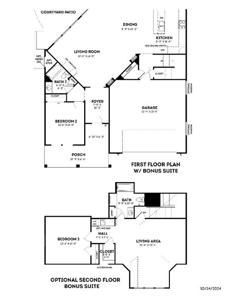 2D floor plan layout of this home in The Courtyards at Oak Grove, Durham, NC (Image 17).