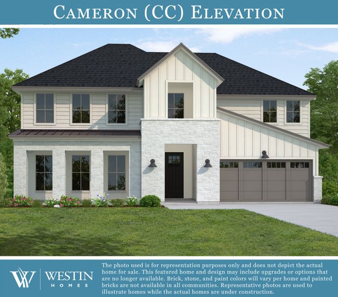 Representative exterior photo of a completed home built from the The Cameron by Westin Homes in COLTON™ - 60', Todd Mission, TX (Image 19).