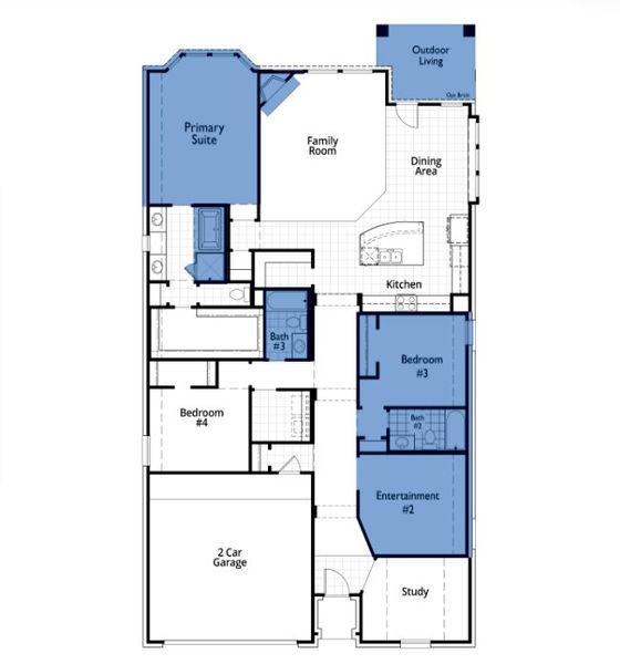2D floor plan layout of this home in Cambridge Crossing: 50ft. lots, Celina, TX (Image 2).
