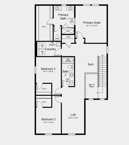 2D floor plan layout for the Summit by Taylor Morrison in Lake Bluff, Greeley, CO (Image 6).