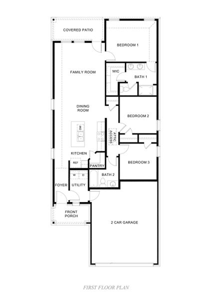 2D floor plan layout for the Allegra by D.R. Horton in Windchime, Celina, TX (Image 3).