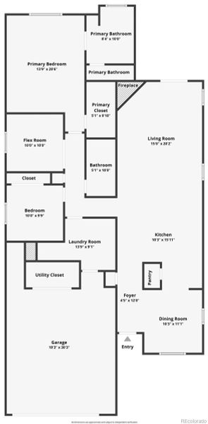 2D floor plan layout of this home in Rhyolite Ranch, Castle Rock, CO (Image 3).