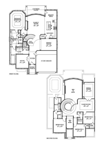 2D floor plan layout of this home in Wolf Ranch, Georgetown, TX (Image 4).