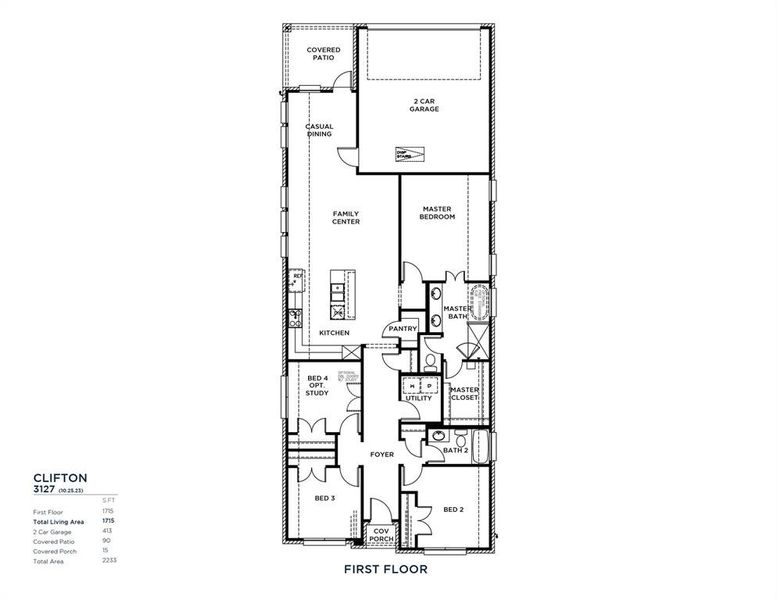 2D floor plan layout of this home in Cottages of Celina, Celina, TX (Image 3).