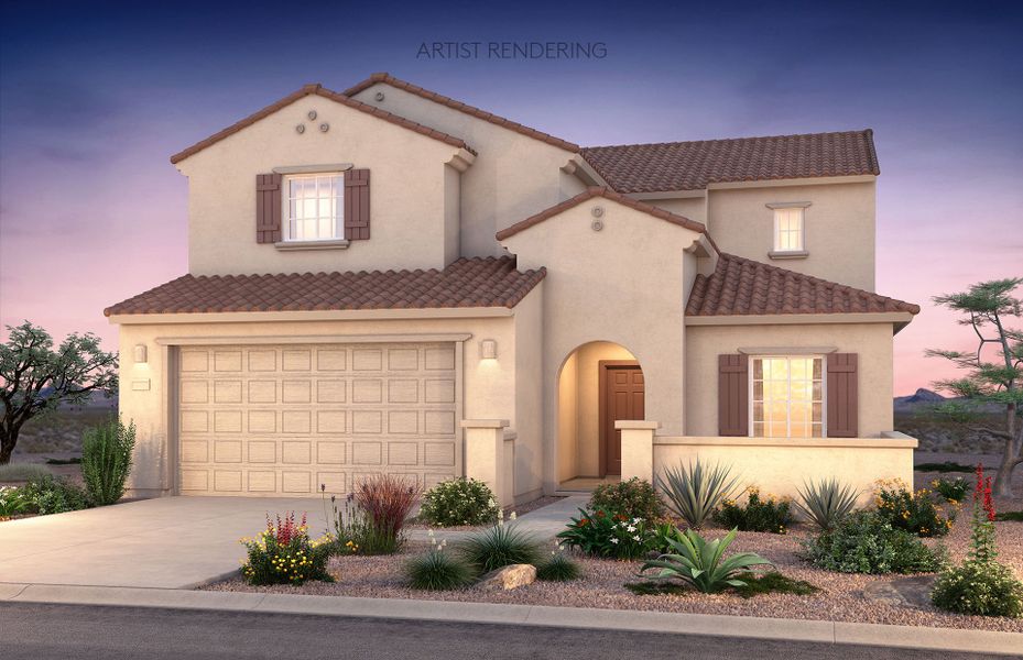 Representative exterior photo of a completed home built from the Prato by Pulte Homes in El Cidro, Goodyear, AZ (Image 19).