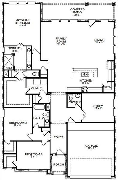 2D floor plan layout of this home in ARTAVIA: Fairway Collection, Conroe, TX (Image 4).