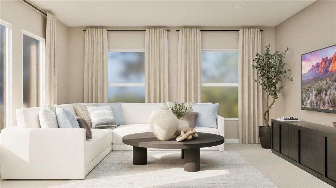 Furnished interior view inside a new home in Wellness Ridge, Clermont (Image 28). Furnished interior view inside a new home in Wellness Ridge, Clermont (Image 28).