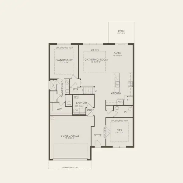 2D floor plan layout for the Whitestone by Pulte Homes in Waypointe, Port Orange, FL (Image 4).