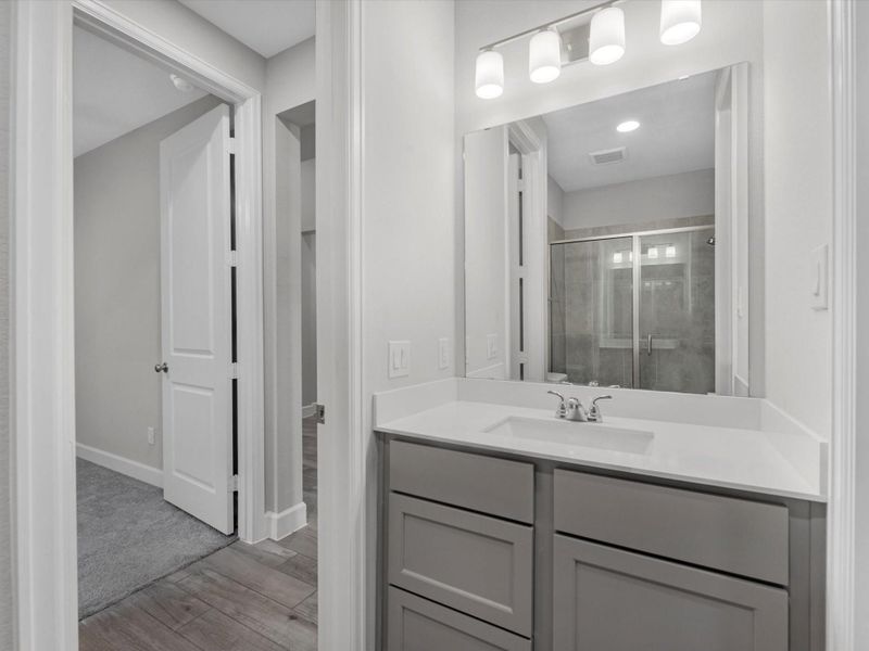 Furnished interior view inside a new home in Artavia 45', Conroe (Image 9). Furnished interior view inside a new home in Artavia 45', Conroe (Image 9).