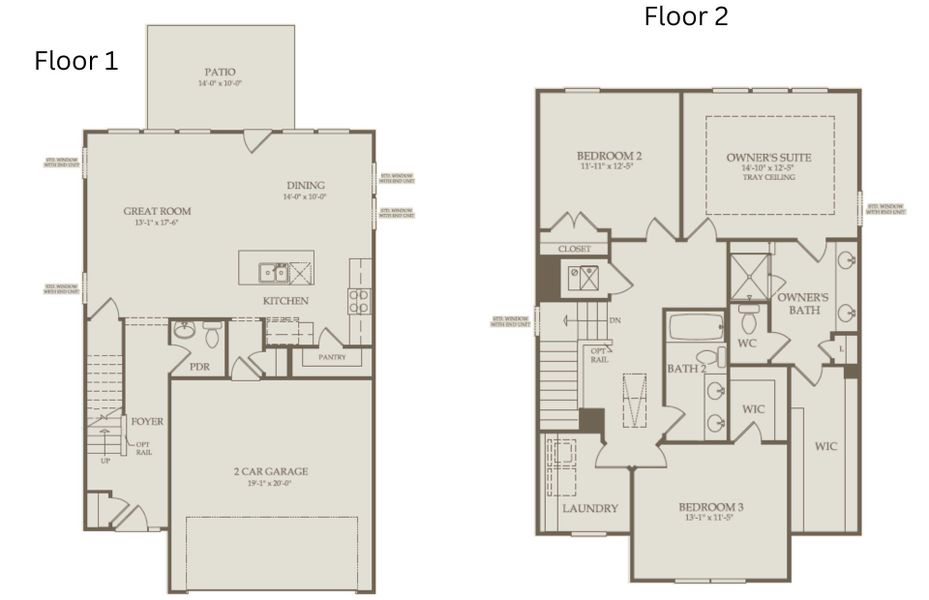 2D floor plan layout of this home in Exchange at 401, Raleigh, NC (Image 4).