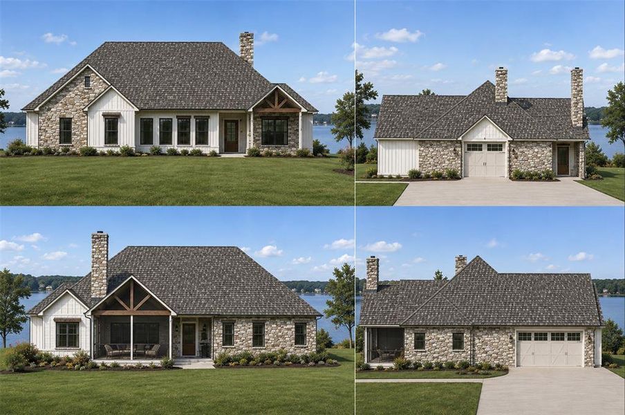 Property Exterior Montage rendering. Presenting multiple exterior elevations of the property