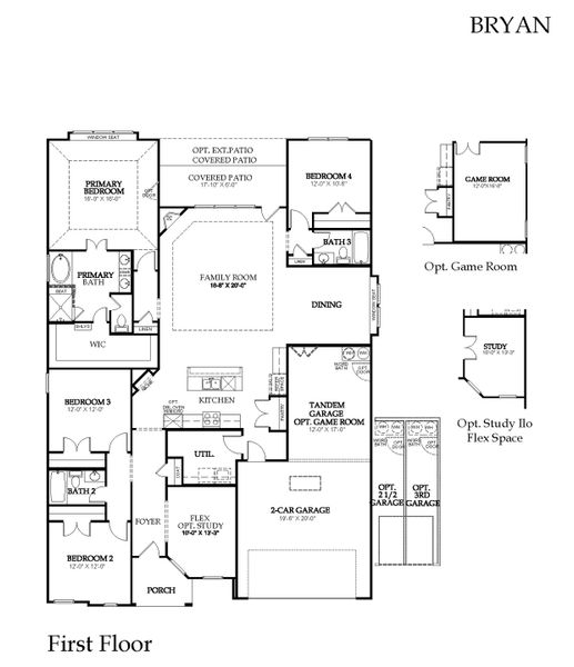2D floor plan layout for the Bryan by Windsor Homes in Anna Town Square, Anna, TX (Image 6).