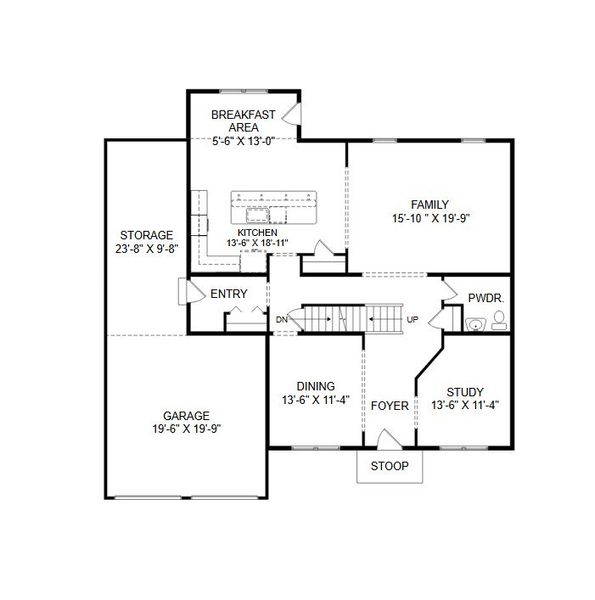 2D floor plan layout for the Ethan by Keystone Custom Homes in Windermere Farms, Waxhaw, NC (Image 5).