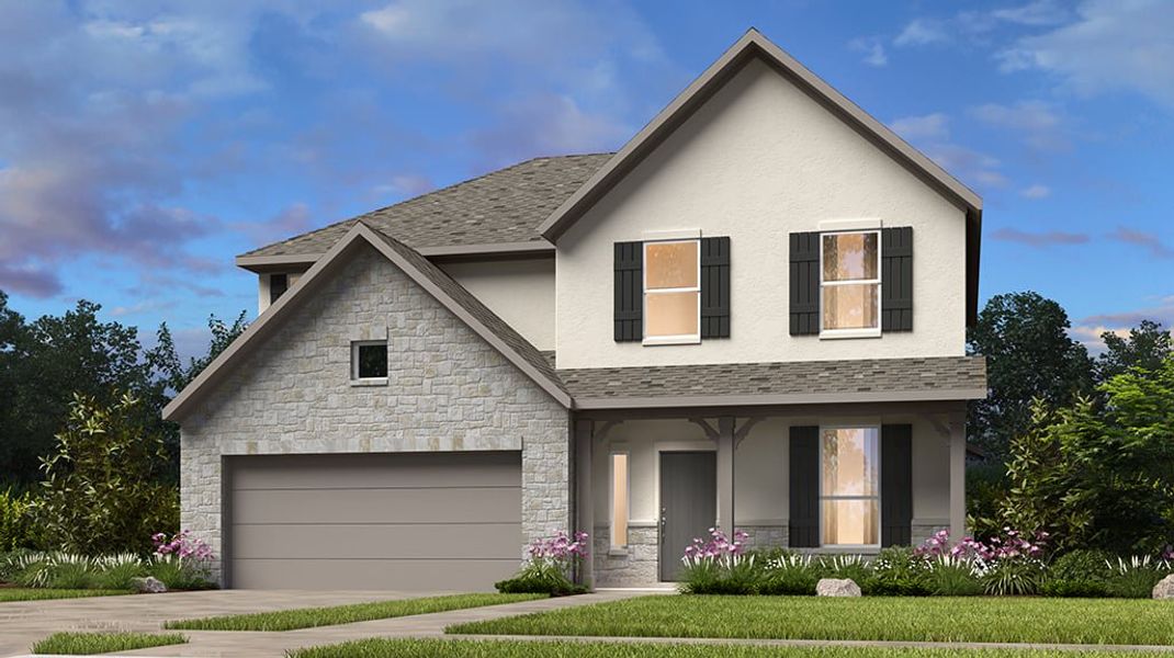 Representative exterior photo of a completed home built from the Terracotta by Taylor Morrison in Easton Park 50s, Austin, TX (Image 1).